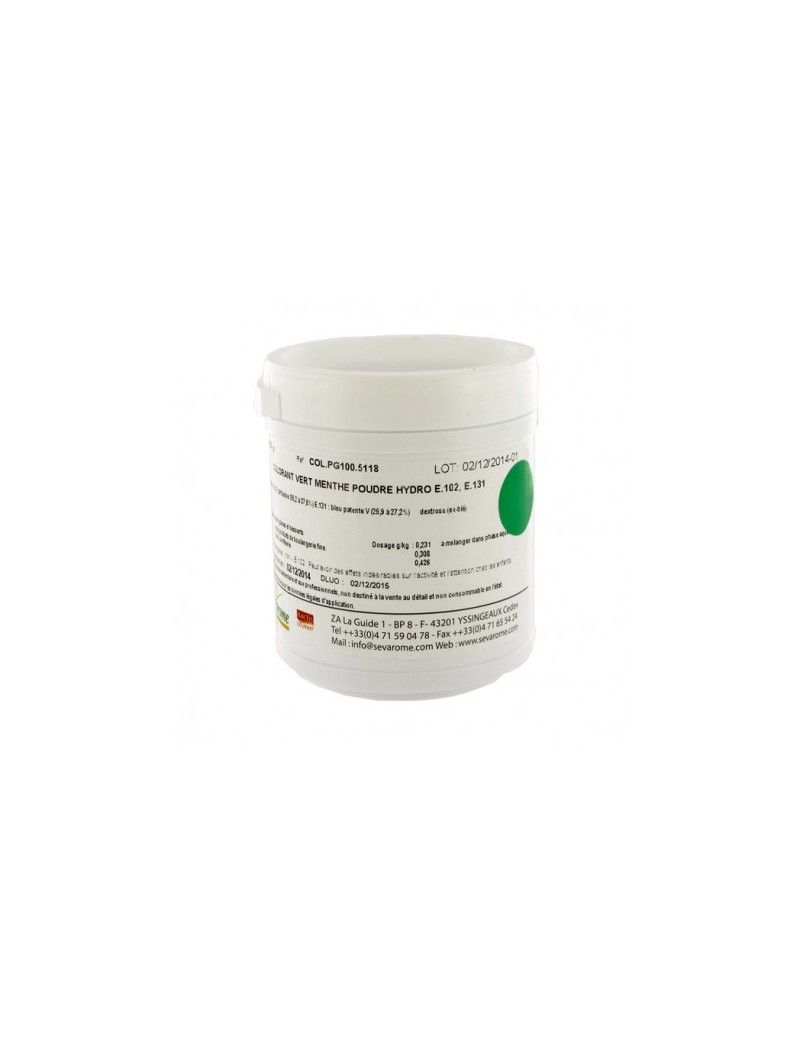 Colorant alimentaire vert menthe poudre hydrosoluble professionnel 5118 -  Poids 25 g - Couleur Vert menthe - Pâtisserie - Parlapapa